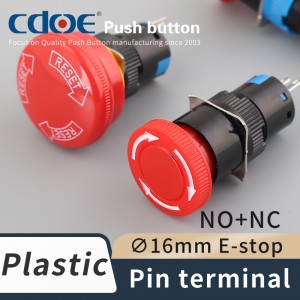 Freccia arresto di emergenza 16mm 1no1nc 2no2nc interruttore a pulsante in plastica blocco testa piccola