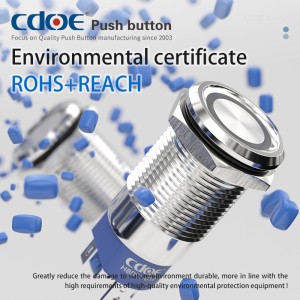 Metal push button 19mm normally open normally close ring power ss 10amp ip67 cdoe product