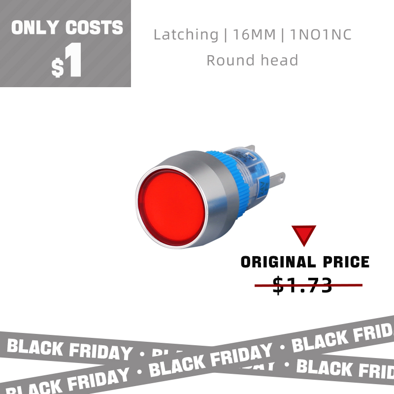 dot led plastic red latching button