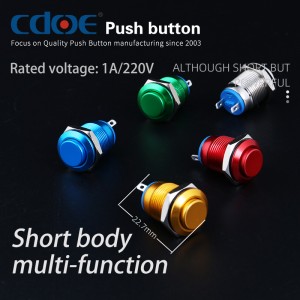 12mm Switch high head Aluminum alloy plating green color push button for control small devices