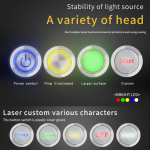 metal anti vandal push the button 22MM 1no1nc ring led illumainted red switch for control panel