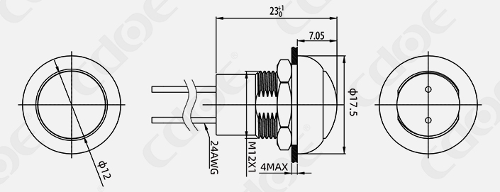 HBDGQ12B-10/Y/204 plastic push button switches 12mm