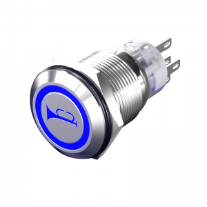 19MM custom laser logo design waterproof ip67 blue led momentary push button switch for car