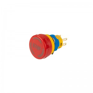 New style emergency stop 16mm Plastic Shell push button Switch with 5A Capacity and White Arrow Logo