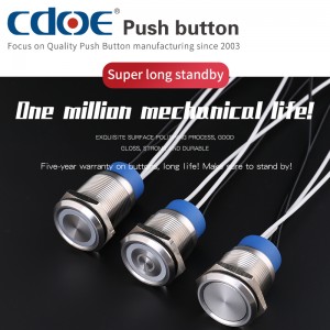 Anneau de trou de montage de 22mm, interrupteur électrique led, bouton-poussoir en métal 10a