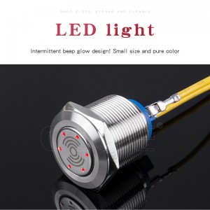 Metallic 19mm Flash Buzzer Waterproof Ip65 Screw Terminal Red Keeps Chirping