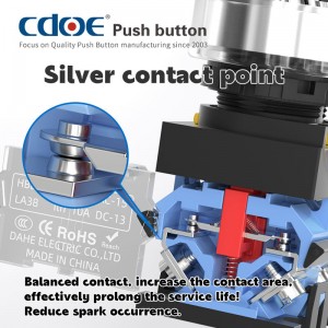 La38 Series Button 30mm 1no1nc green metal ip67 engine switch momentary stop start pushbutton