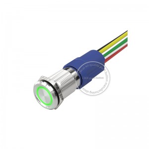 RGB push button switch 19mm Concave surface panel product waterproof ip67 spdt china