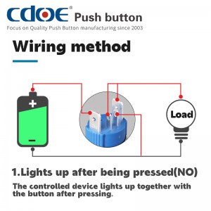 Anello pulsante illuminato da 16 mm terminale pin led ip67 10a ripristino interruttore ad alta corrente