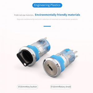 Draaischakelaar 16MM kunststof drukknop met 2 standen voor medische apparatuur
