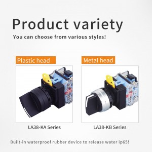 Cabeça de plástico 10a botão china la38 22MM interruptor rotativo 2 posições