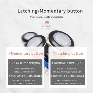 22mm Plastic Illuminated Switch SPDT Momentary push button Waterproof 1NO1NC by china Supplier and Factory