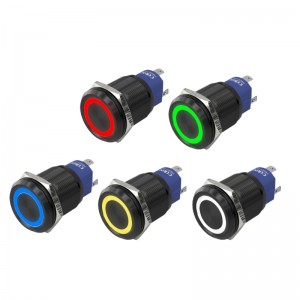 High Quality Black Oxide Button 22mm switch Ring LED RGB Tri-Color with 10Amp