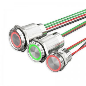 IP68 Waterproof 16MM 19MM 22MM Touch push button switch ring illuminated led momentary pushbutton with wires