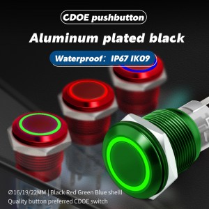 High head ring illuminated on off 16mm 5 amp push button switch 12v ip67