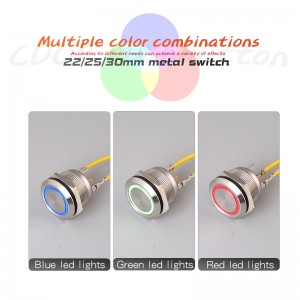 Fabricantes de interruptores de botão de 22 mm verde vermelho azul micro viagens momentâneas 12v luz LED