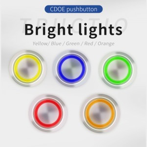High-Visibility high head Ring LED Reset Function 19mm Black Oxide push button switches
